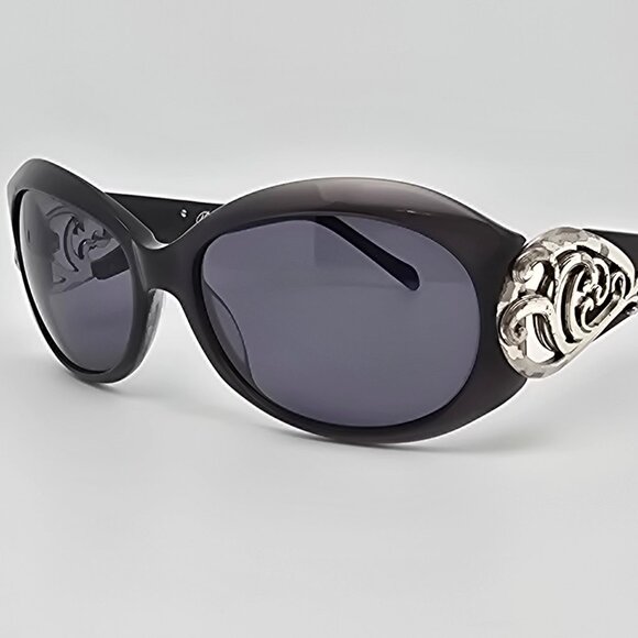 Brighton Glendora Black Silver Frame Grey Lens Sunglasses 56-16-130 - Picture 1 of 14
